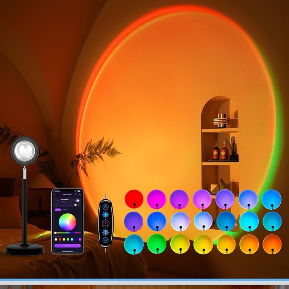 Sunset LED Lamp Projection 180 degree Rotation Base
For Rooms Decor Multicolor